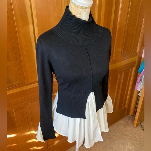 Couture Two Tone Ruffle Hem Sweater - Picture 3 of 16